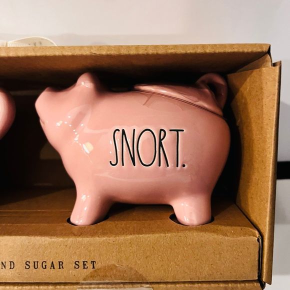 Rae Dunn Oink and Snort Pig Sugar and Cream Set For Coffee Bar - Picture 3 of 3